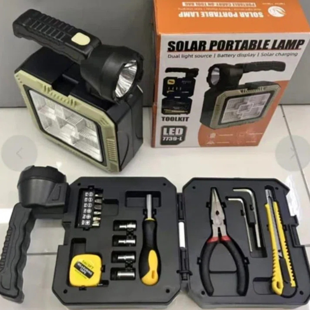 Lampe solaire portable avec boîte à outils
